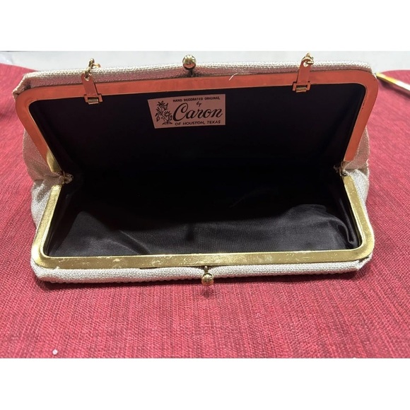 VTG 50s CARON OF HOUSTON TEXAS Hand Crafted Needlepoint Purse 11x5 - Picture 13 of 15